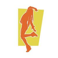 silhouette de une svelte femme dansant pose. silhouette de une femelle Faire sexy Danse pose. silhouette de une femme Faire aérobique danse. vecteur