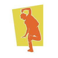 silhouette de une homme dansant pose. silhouette de une Danseur dans action pose. silhouette de une Masculin Danseur Faire breakdance. vecteur