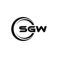création de logo de lettre sgw en illustration. logo vectoriel, dessins de calligraphie pour logo, affiche, invitation, etc. vecteur