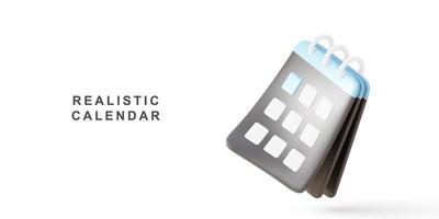 3d réaliste calendrier sur blanc Contexte. vecteur illustration.