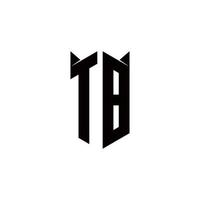 tb logo monogramme avec bouclier forme dessins modèle vecteur