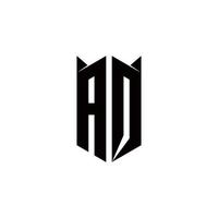 aq logo monogramme avec bouclier forme dessins modèle vecteur