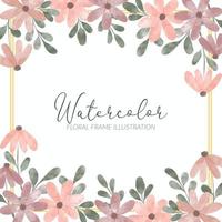 bordure carrée aquarelle fleur pétale mignon vecteur