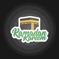 salutations ramadan kareem avec ka'bah vecteur