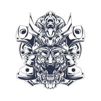 japon casque encrage illustration illustration vecteur