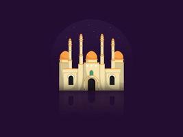 construction de la mosquée en illustration vectorielle de minuit vecteur