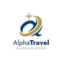 alpha Voyage logo. aviation agence conception. vecteur illustration