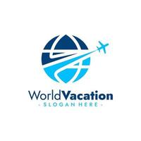 monde vacances logo. Voyage agence et aviation conception. vecteur illustration