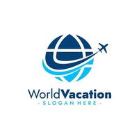 monde vacances logo. Voyage agence et aviation conception. vecteur illustration