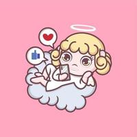 mignonne dessin animé ange avec l'amour vecteur