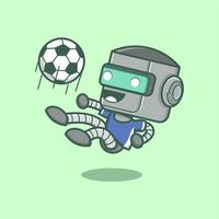 mignonne dessin animé robot en jouant Football vecteur