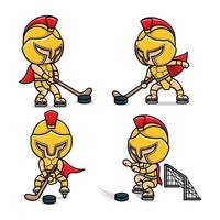 le hockey sport mignonne dessin animé gladiateur vecteur