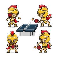 mignonne dessin animé gladiateur ping pong sport vecteur