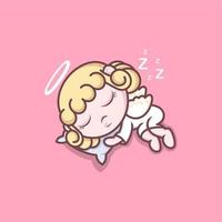 mignonne dessin animé ange en train de dormir vecteur