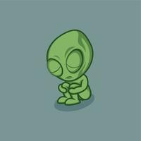 mignonne dessin animé extraterrestre triste vecteur