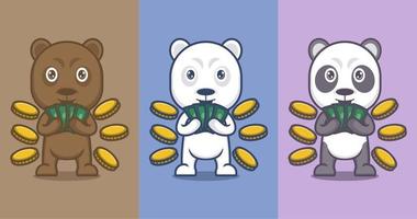 mignonne dessin animé polaire ours et Panda vecteur