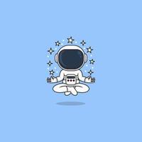 mignonne dessin animé astronaute yoga vecteur