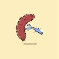 mignonne dessin animé saucisse vecteur