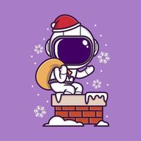 mignonne dessin animé astronaute sur Noël vecteur