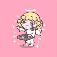 mignonne dessin animé ange dj vecteur