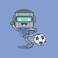 mignonne dessin animé robot en jouant Football vecteur