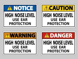 ensemble de signes de protection auditive à haut niveau de bruit vecteur