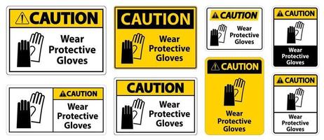 attention, porter des gants de protection ensemble de signes vecteur