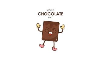 mignonne dessin animé de Chocolat blocs dire content monde Chocolat journée vecteur