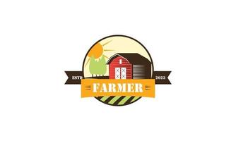 illustration ferme Couleur logo dans ancien style vecteur