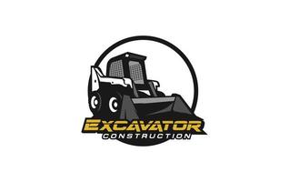 excavatrice déraper diriger logo modèle vecteur. lourd équipement logo vecteur pour construction entreprise. Créatif excavatrice illustration pour logo modèle.