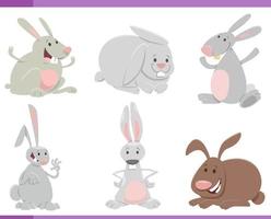 dessin animé marrant lapins ou lapins ferme animal personnages ensemble vecteur