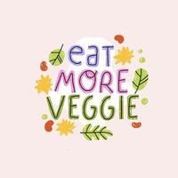 manger plus végétarien. illustration motivation citation pour votre carte, bannière, affiche. végétarien, végétalien conception élément. de motivation en bonne santé mode de vie typographique phrase. vecteur
