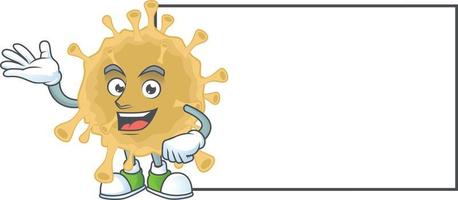 une dessin animé personnage de coronavirus particule vecteur