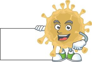 une dessin animé personnage de coronavirus particule vecteur