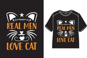 réel Hommes l'amour chat T-shirt conception vecteur