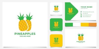 logo ananas coloré avec modèle de carte de visite vecteur