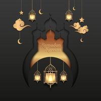 ramadan kareem fond carré avec des ornements de lanterne. vecteur