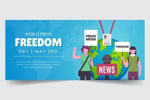 monde presse liberté journée mai 3e avec manifestation et nouvelles micro illustration horizontal bannière vecteur