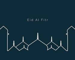 eid Al fitr Facile ligne art vecteur