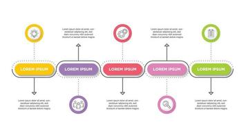 infographie pour le concept d'entreprise avec des icônes et 5 options ou étapes. pour le contenu, le diagramme, l'organigramme, les étapes, les pièces, l'infographie de la chronologie, le flux de travail, le graphique. vecteur