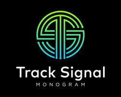 lettre ts st monogramme cercle signal sans fil vague du son impulsion l'Internet pente marque conception vecteur