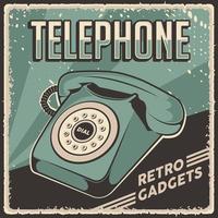 affiche de signalisation téléphonique rétro classique de gadgets vintage vecteur