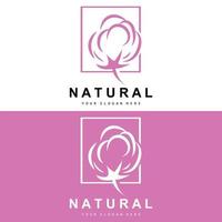 coton logo, Naturel biologique biologique plante conception, beauté textile et Vêtements vecteur, doux coton fleurs vecteur