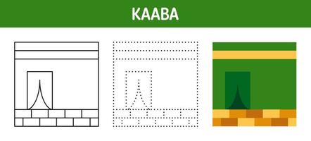 kaaba tracé et coloration feuille de travail pour des gamins vecteur