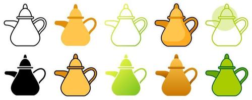 thé pot dans plat style isolé vecteur