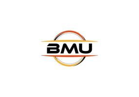 bmu lettre royalties ellipse forme logo. bmu brosse art logo. bmu logo pour une entreprise, entreprise, et commercial utiliser. vecteur