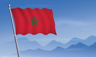 Maroc drapeau avec Contexte de montagnes et ciel vecteur