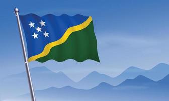 Salomon îles drapeau avec Contexte de montagnes et ciel vecteur