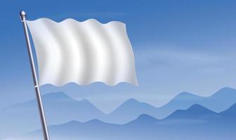 blanc drapeau avec Contexte de montagnes et ciel vecteur