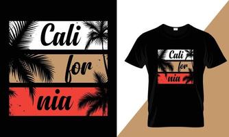 Californie T-shirt conception avec paume des arbres silhouette vecteur